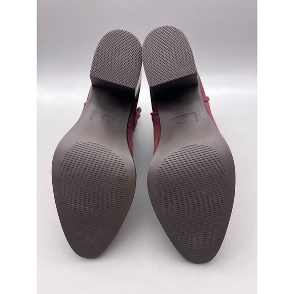 Mia Rhys Womens Burgundy Red Suede Back Zipper Heeled Ankle Booties Size 11 M - Picture 10 of 13